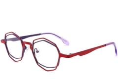 Geometric Red Metal Glasses #BS2425-0172