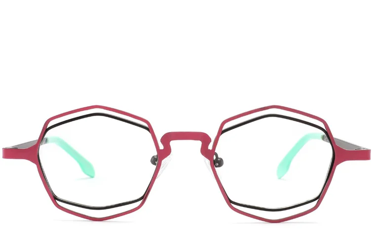 Geometrische braune Metallbrille #BS2425-0174