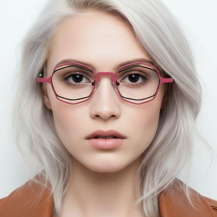 Gafas geométricas de metal marrón #BS2425-0174