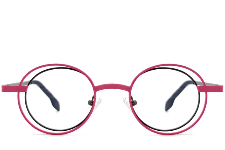 Oval Pink Metal Glasses #BS2425-0180