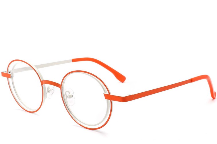 Occhiali ovali in metallo arancione #BS2425-0181