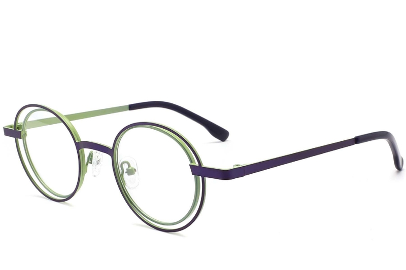 Oval Green Metal Glasses #BS2425-0182