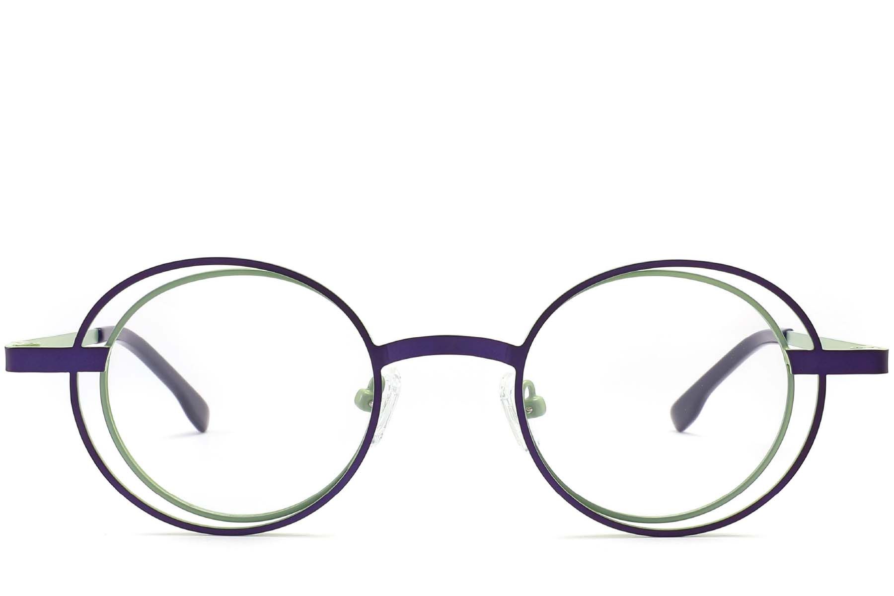 Oval Green Metal Glasses #BS2425-0182