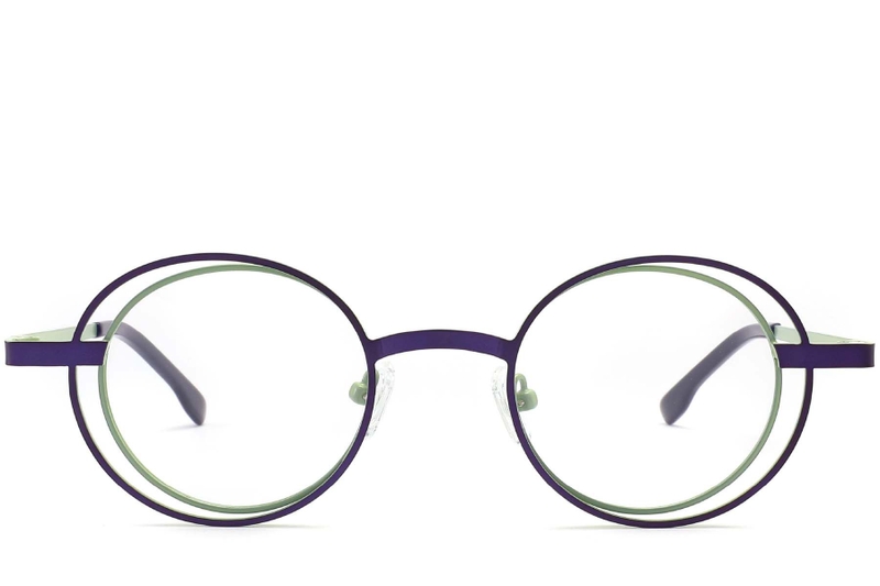 Oval Green Metal Glasses #BS2425-0182