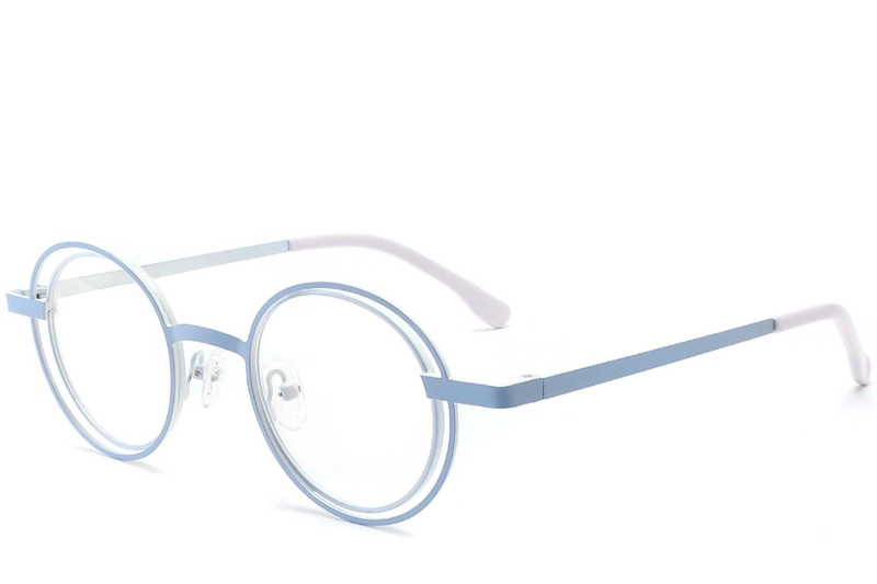 Oval Blue Metal Glasses #BS2425-0183