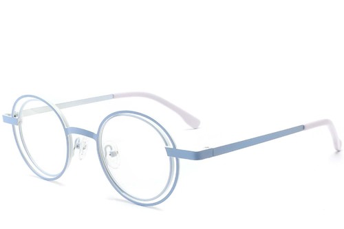 Oval Blue Metal Glasses #BS2425-0183