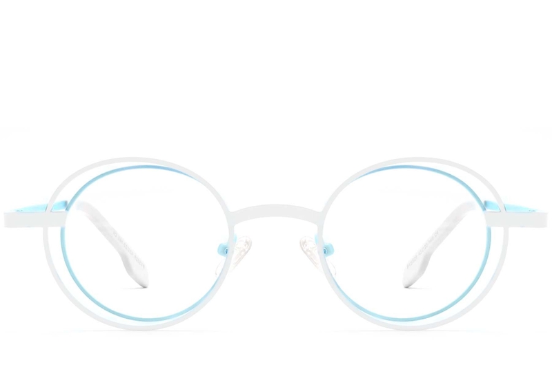 Ovale blauwe metalen bril #BS2425-0183