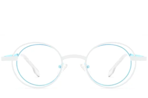 Oval Blue Metal Glasses #BS2425-0183