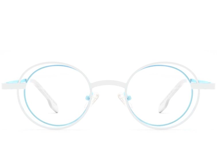 Lunettes ovales en métal bleu #BS2425-0183