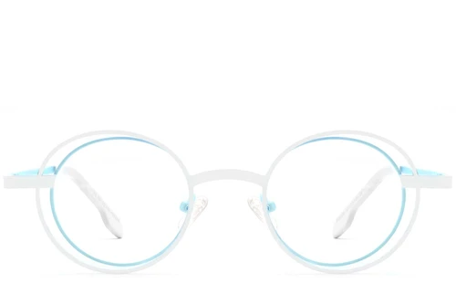 Oval Blue Metal Glasses #BS2425-0183