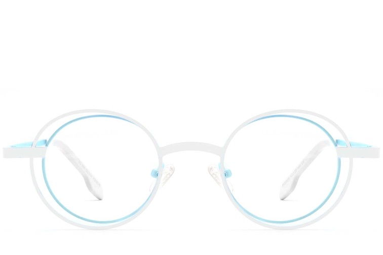 Oval Blue Metal Glasses #BS2425-0183