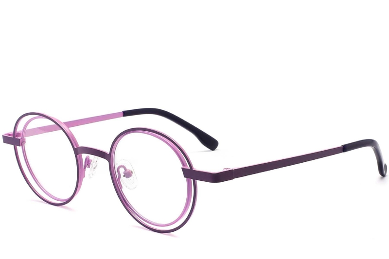 Oval Purple Metal Glasses #BS2425-0185