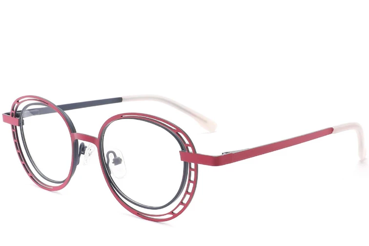 Oval Pink Metal Glasses #BS2425-0186