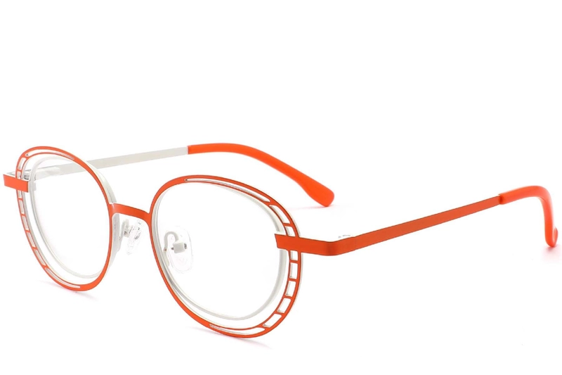 Oval Orange Metal Glasses #BS2425-0187