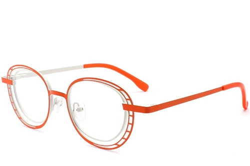 Oval Orange Metal Glasses #BS2425-0187