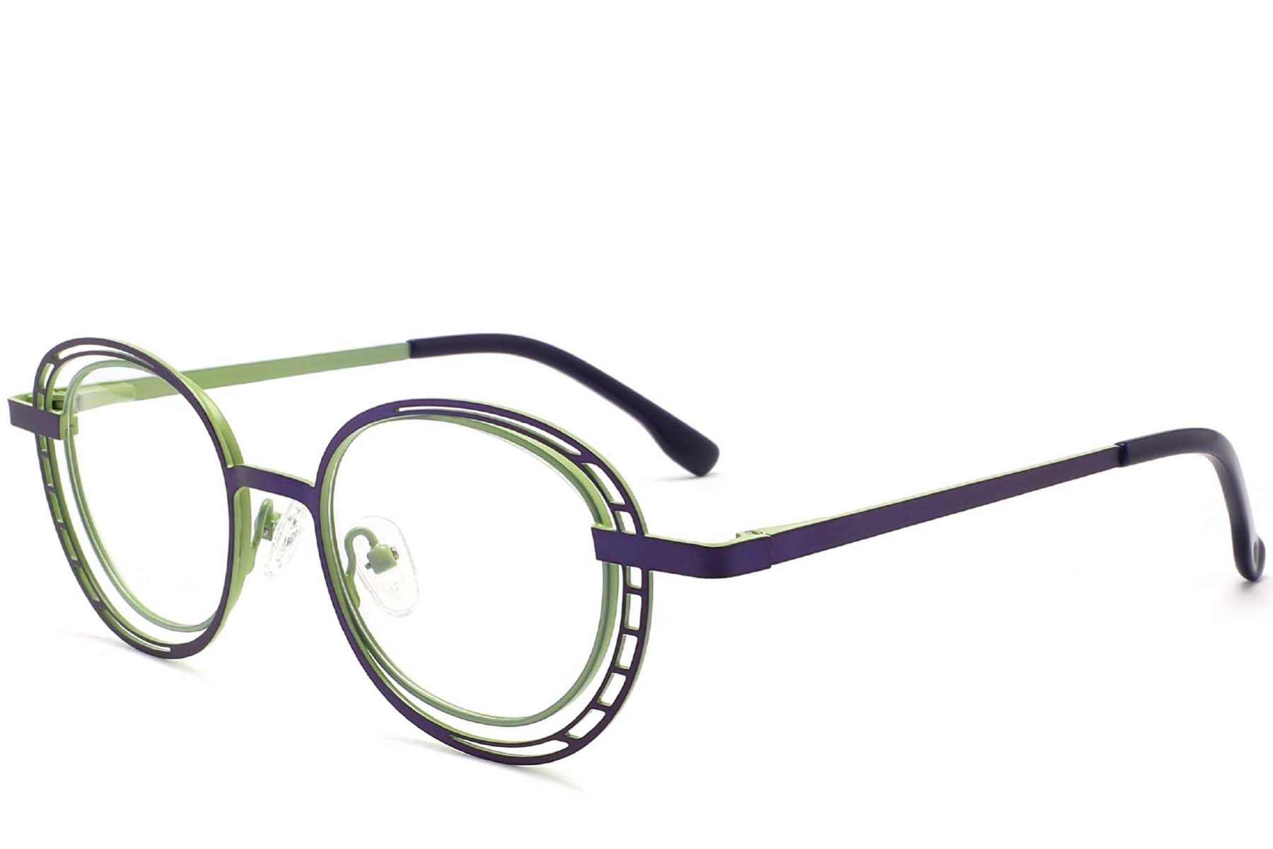 Oval Green Metal Glasses #BS2425-0188