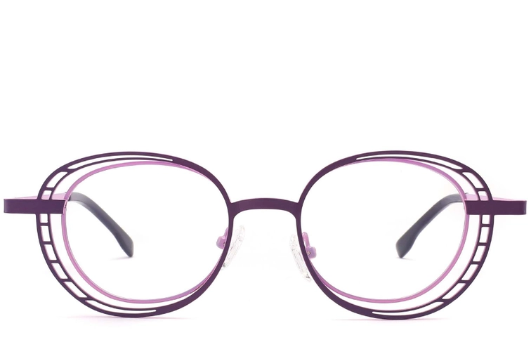 Gafas ovaladas de metal morado #BS2425-0191