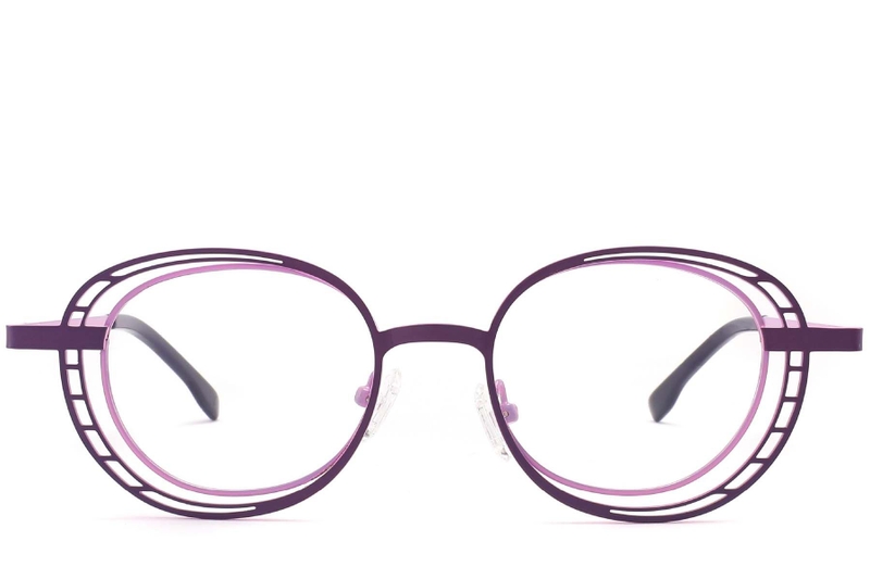 Oval Purple Metal Glasses #BS2425-0191