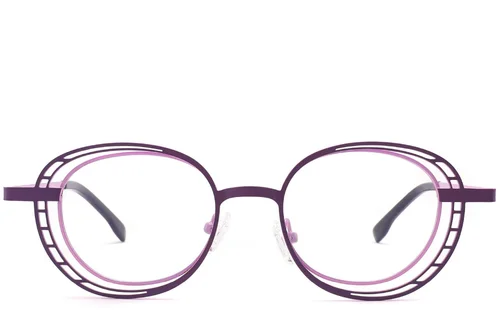 Lunettes ovales en métal violet #BS2425-0191