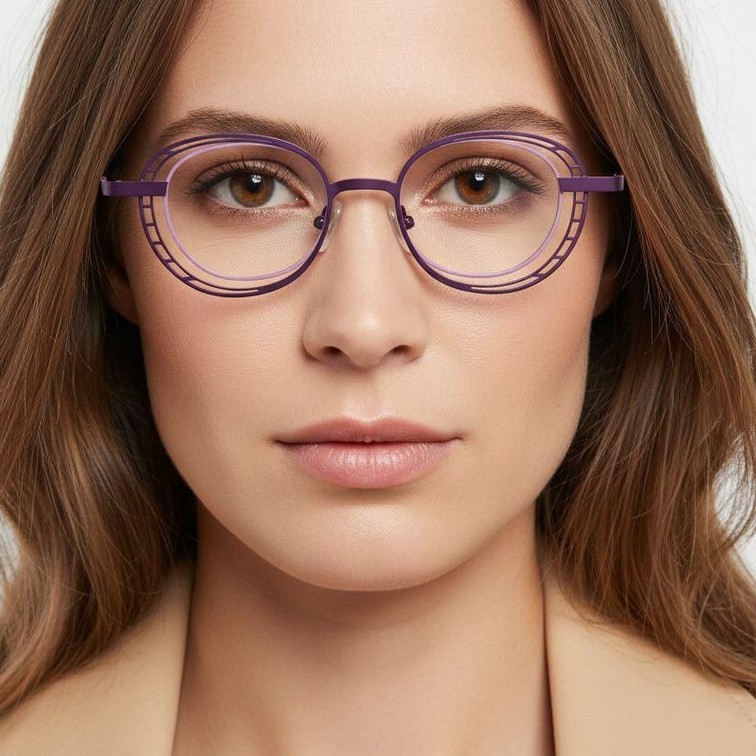 Oval Purple Metal Glasses #BS2425-0191