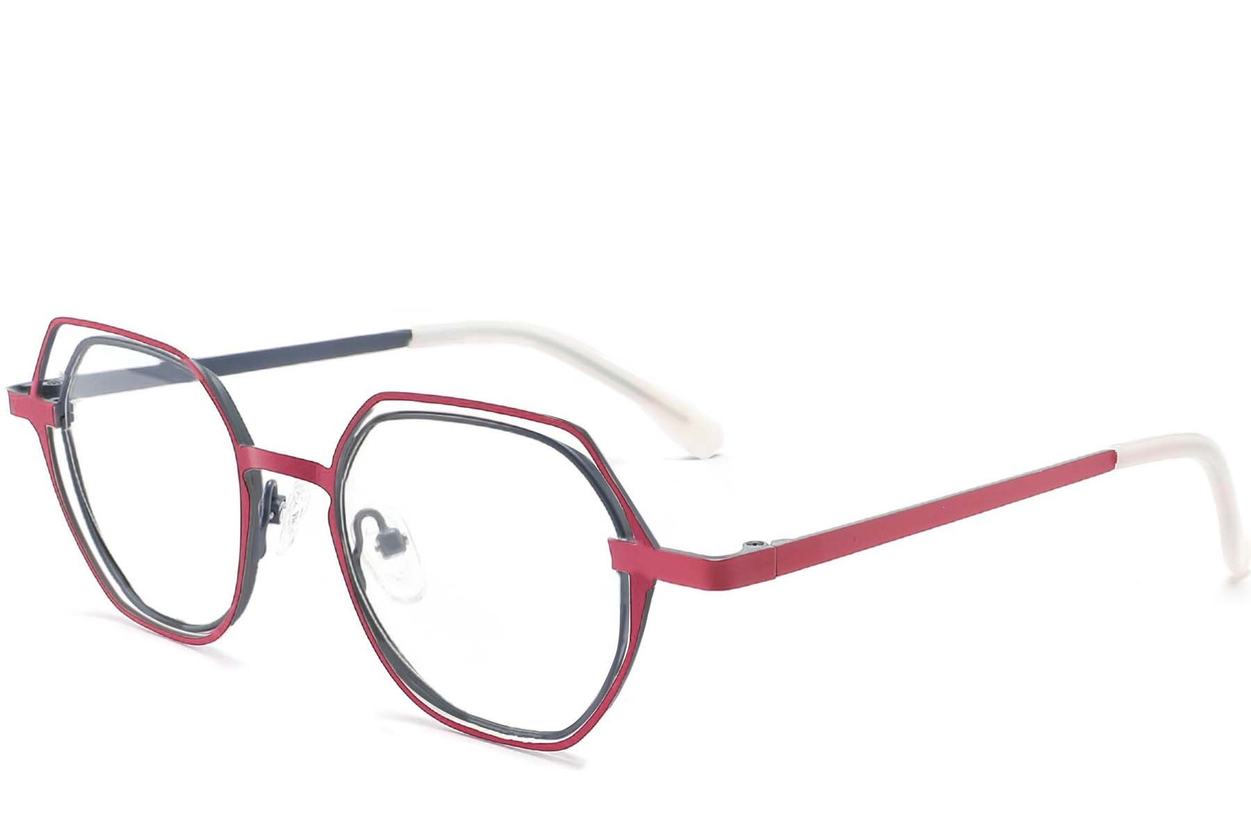 Geometric Pink Metal Glasses #BS2425-0192