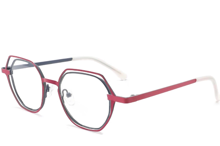 Geometric Pink Metal Glasses #BS2425-0192