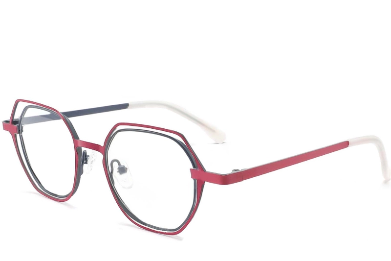 Geometric Pink Metal Glasses #BS2425-0192