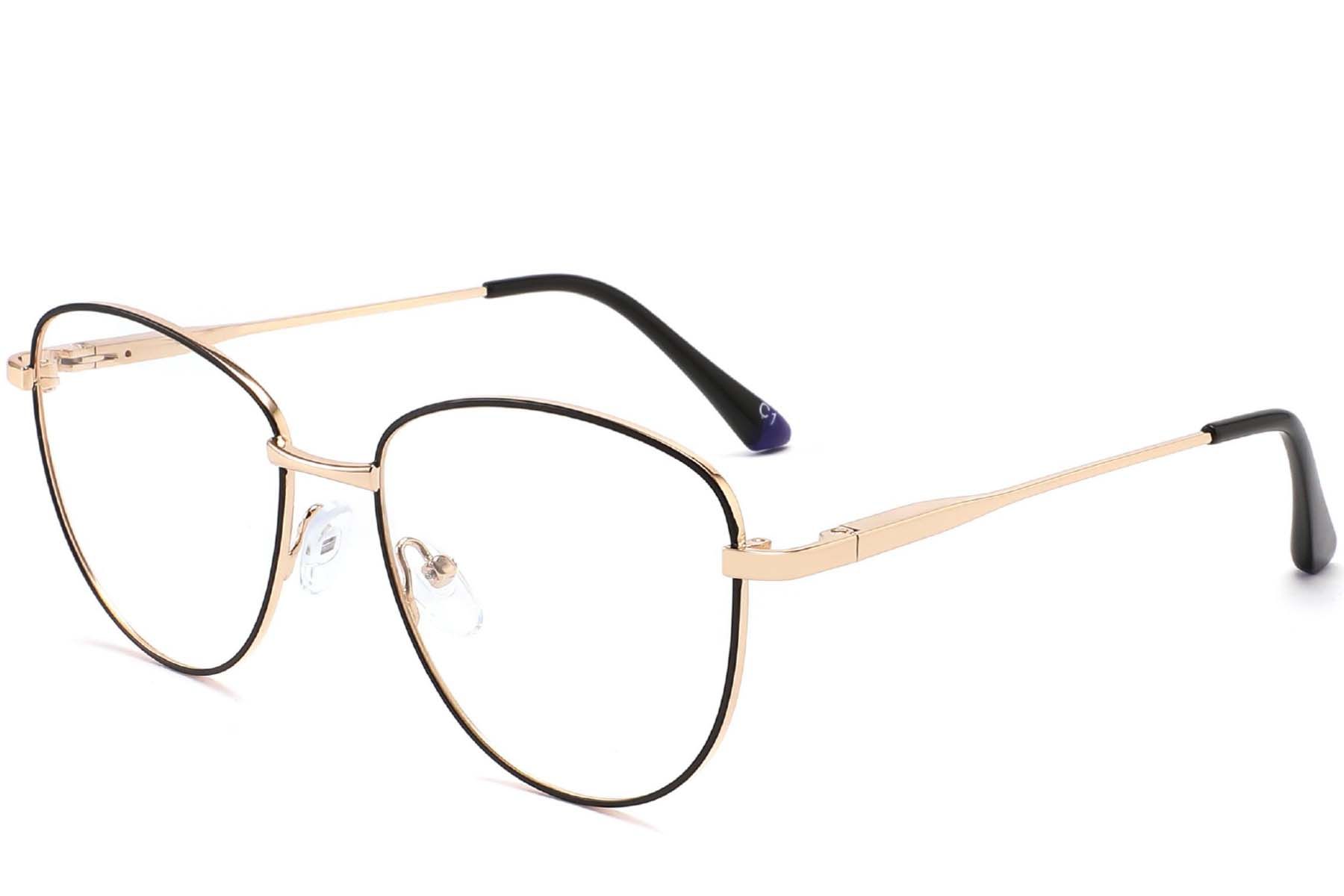 Oval Black Metal Glasses #BS2425-0213