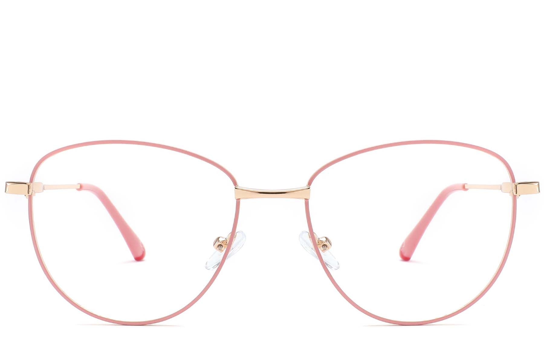 Oval Pink Metal Glasses #BS2425-0216