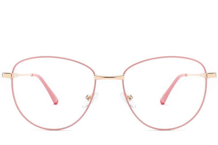 Oval Pink Metal Glasses #BS2425-0216