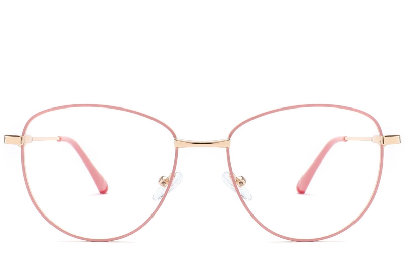 Oval Pink Metal Glasses #BS2425-0216