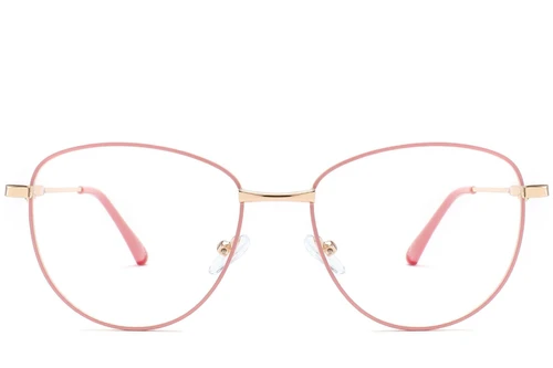 Oval Pink Metal Glasses #BS2425-0216