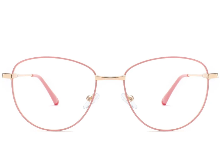 Oval Pink Metal Glasses #BS2425-0216