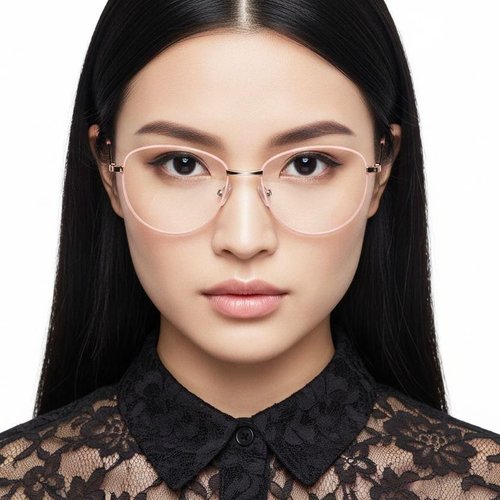 Lunettes ovales en métal rose #BS2425-0216