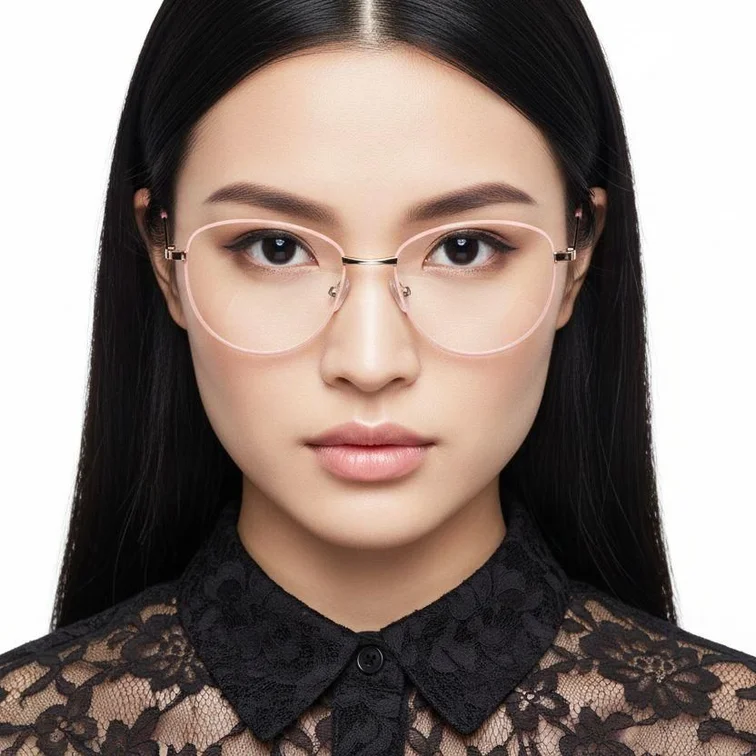 Gafas ovaladas de metal rosa #BS2425-0216