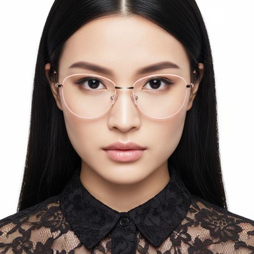 Oval Pink Metal Glasses #BS2425-0216