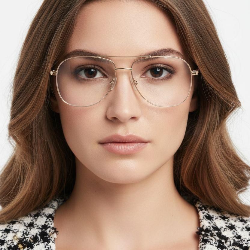 Aviator Golden Metal Glasses #BS2425-0218