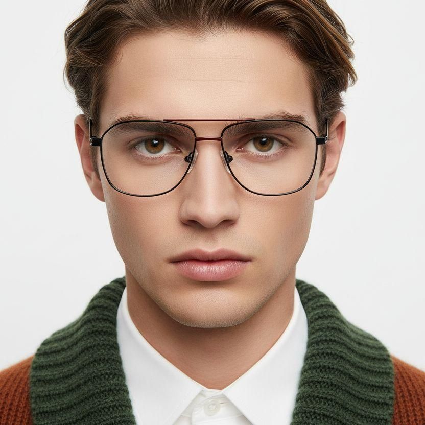 Gafas de aviador de metal rojo #BS2425-0219