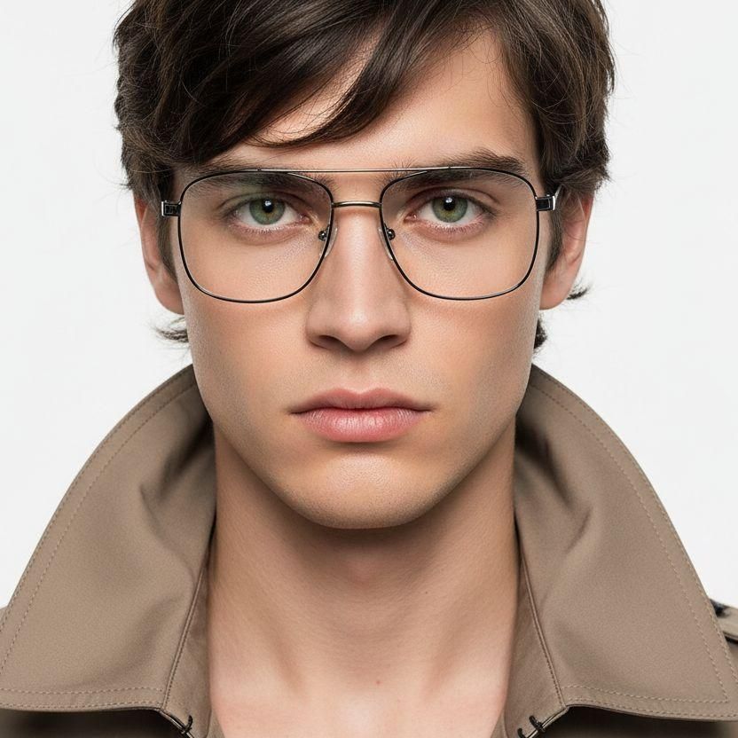 Aviator Grey Metal Glasses #BS2425-0230