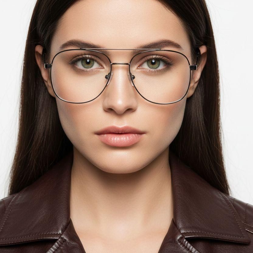 Gafas de aviador de metal plateado #BS2425-0245