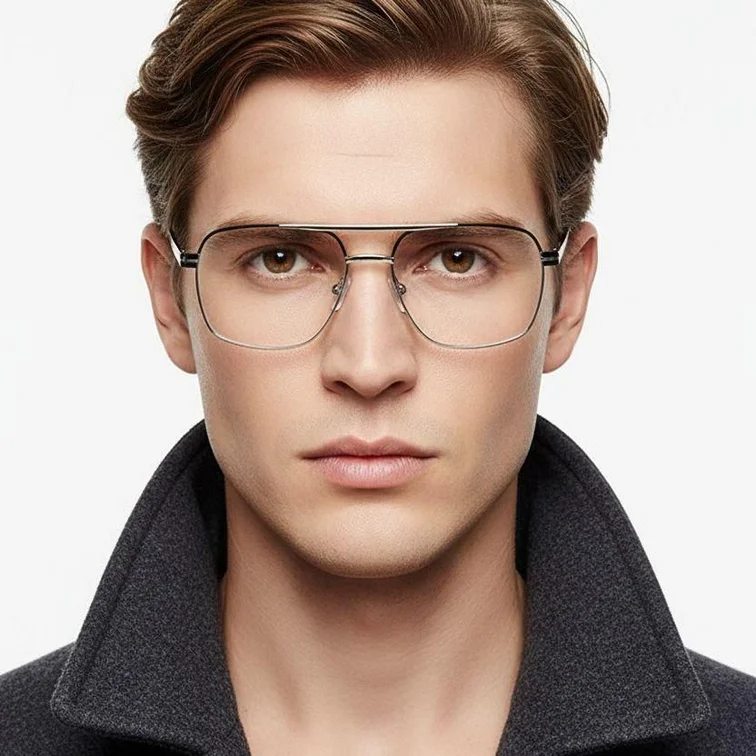 Gafas de aviador de metal plateado #BS2425-0269
