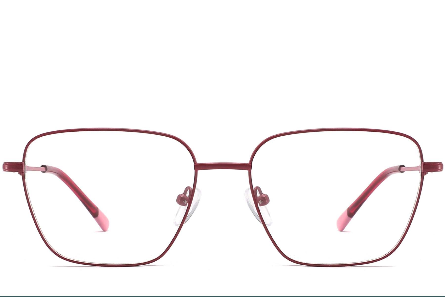Rectangular Red Metal Glasses #BS2425-0300