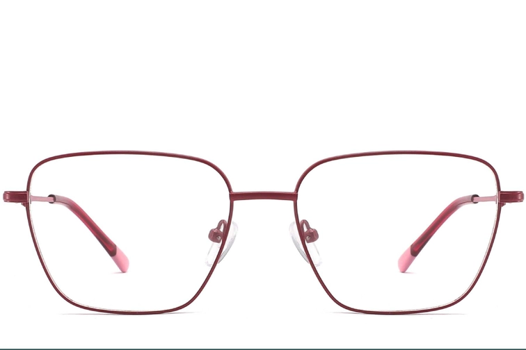 Rectangular Red Metal Glasses #BS2425-0300