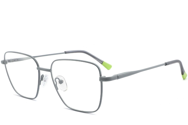 Rectangular Grey Metal Glasses #BS2425-0301