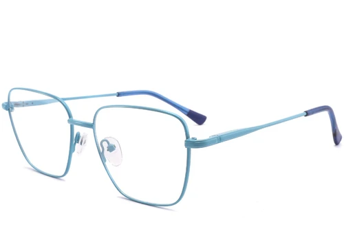 Lunettes rectangulaires en métal bleu #BS2425-0303