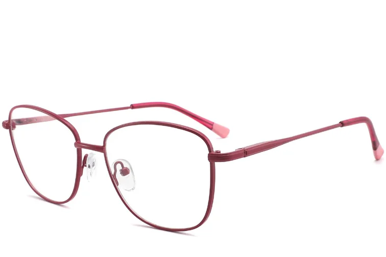 Rectangular Red Metal Glasses #BS2425-0312