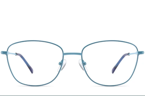 Lunettes rectangulaires en métal bleu #BS2425-0315