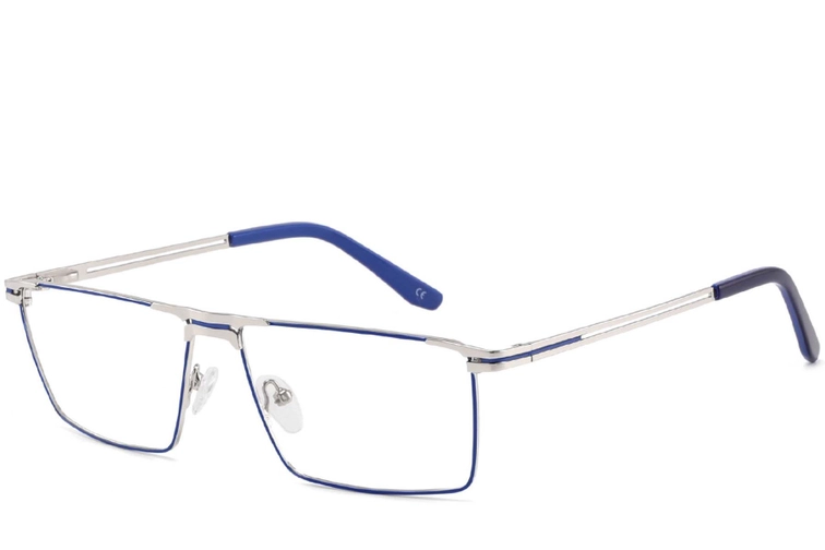 Rectangular Blue Metal Glasses #BS2425-0324