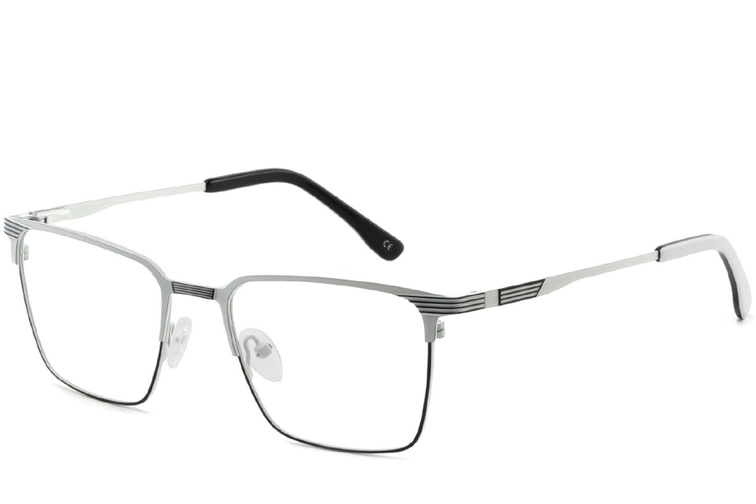 Rechteckige silberne Metallbrille #BS2425-0326