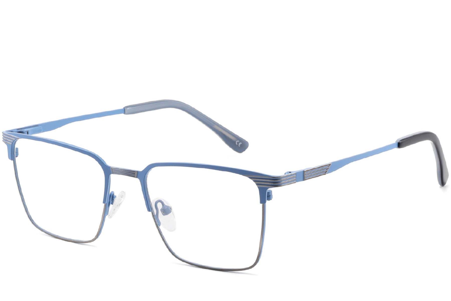 Rectangular Blue Metal Glasses #BS2425-0327